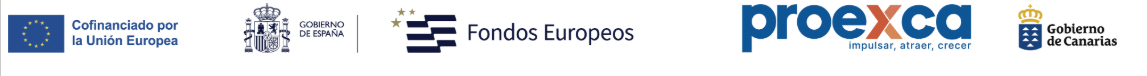Cofinanciado por la Unión Europea · Gobierno de España · Fondos Europeos · Proexca · Gobierno de Canarias
