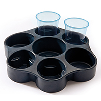 SOPORTE PARA 2 BOTELLAS+4 VASOS -AZUL-