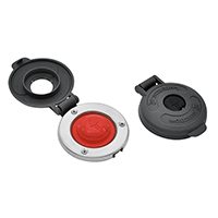 PULSADOR PIE MOLINETE GRIS -DOWN- ROJO