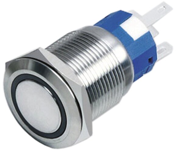 Pulsador inox. OFF-(ON) LED roja.