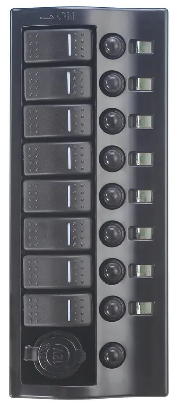 Panel 8 interruptores con encendedor negro