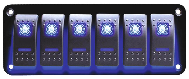 Panel 6 interruptores con LEDs azul