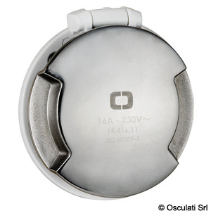 Base eléctrica 32A, tapa INOX, Osculati