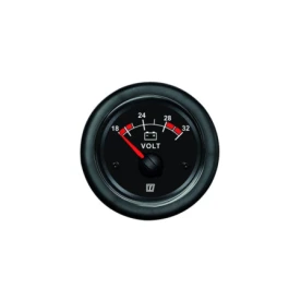 Voltímetro negro 24 V.(20-32 V) agujero:52 mm.