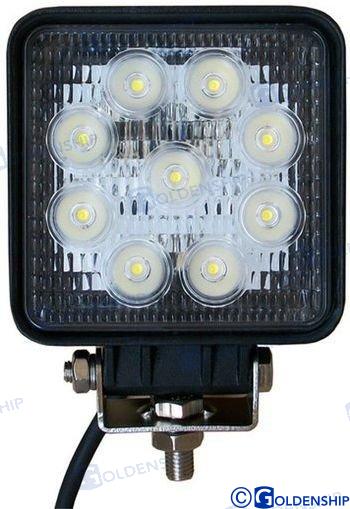 Foco cubierta 9 leds 27W.9-32V. cuadrado