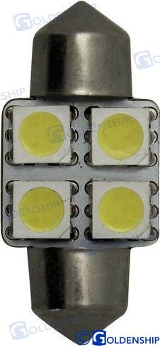 Bombilla festoon 4 leds 1,2W. 10-30V